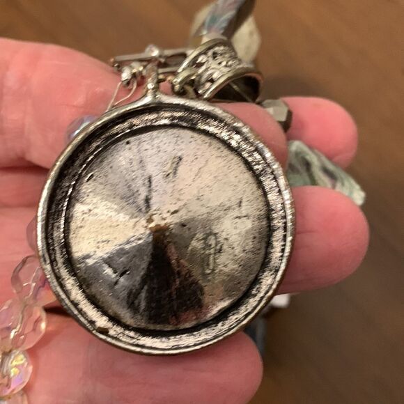 Silver and stone necklace. Looks great with grays and blues - Picture 6 of 6